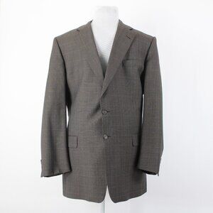 Gieves Hawkes Sz 46 XLG Brown Tan Two Button Lined 100% Wool Blazer
